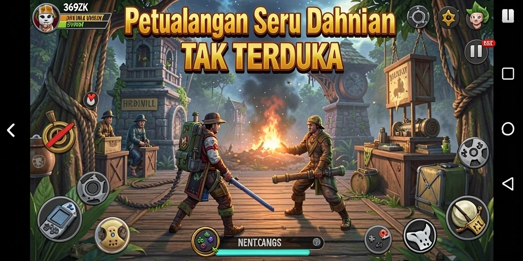 Screenshot gameplay 369ZK menunjukkan pemandangan petualangan yang menakjubkan.