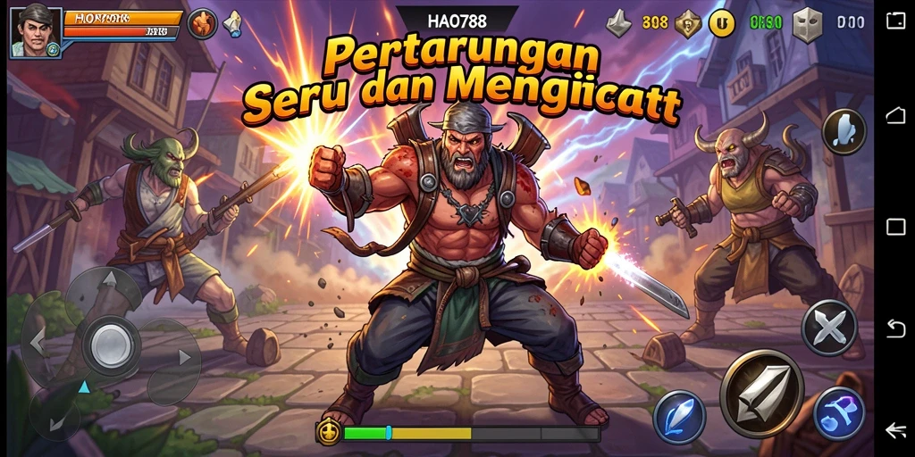 Tangkapan layar HAO788 menunjukkan karakter bertarung dalam aksi yang mendebarkan.