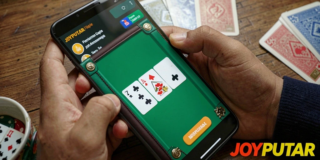 Screenshot gameplay JOYPUTAR menampilkan suasana bermain Gaple yang seru.