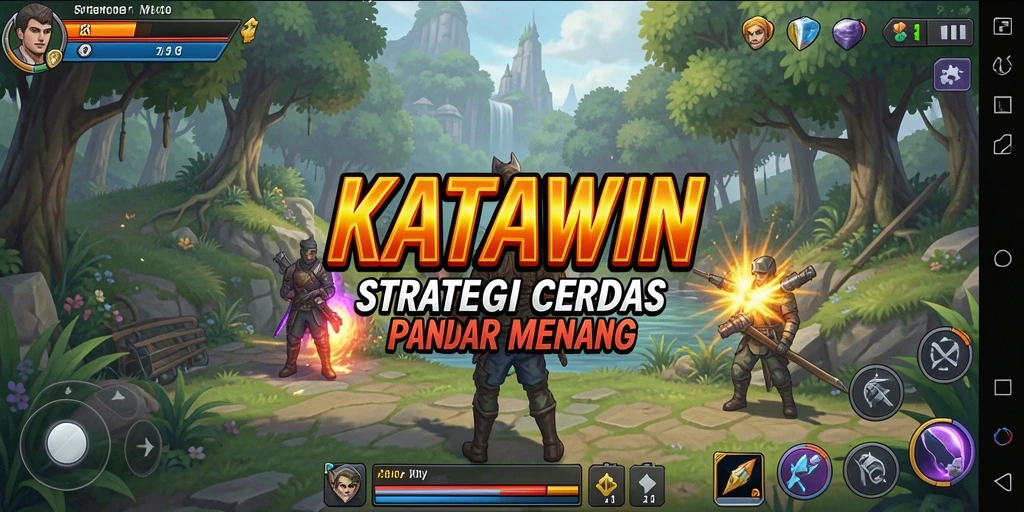 Tangkapan layar KATAWIN menunjukkan gameplay yang intens dan strategis.