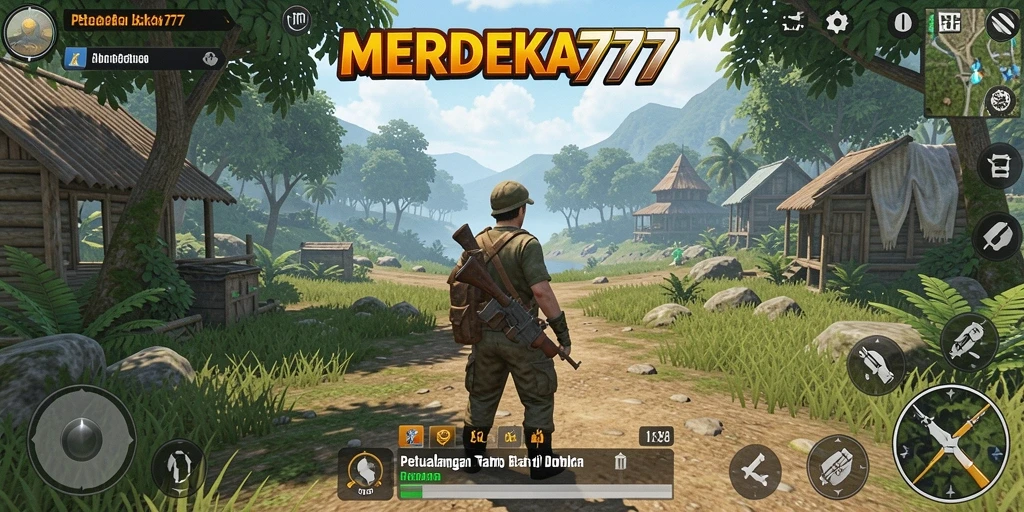 Screenshot gameplay MERDEKA777 yang menampilkan dunia terbuka yang luas dan interaktif.