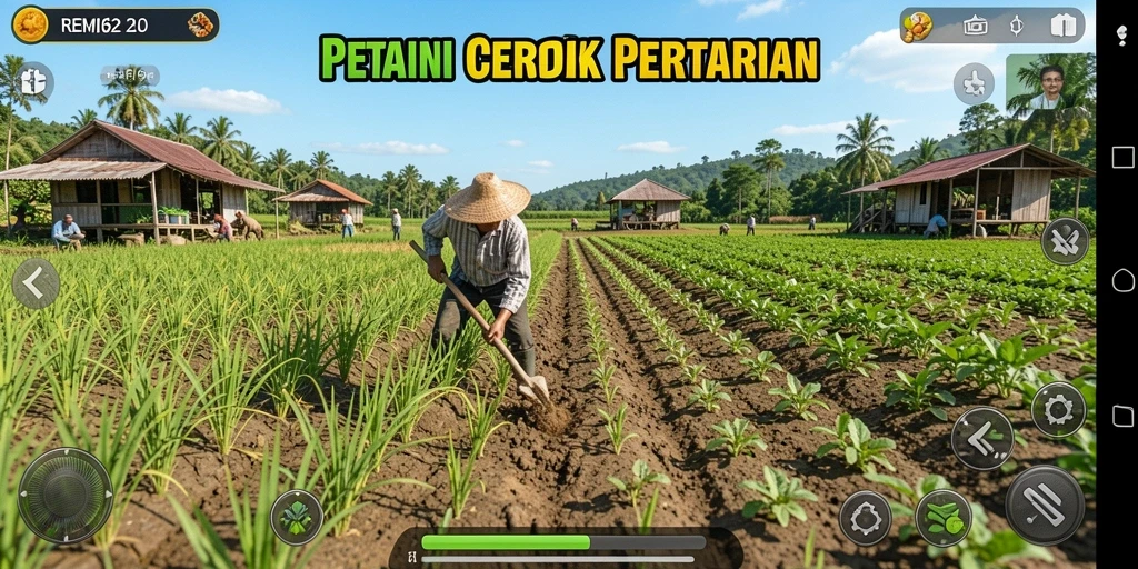 Screenshot menjelaskan gameplay pertanian yang seru dan mendidik.