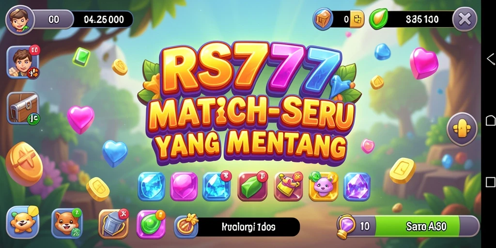 Tampilan gameplay RS777 yang seru dengan berbagai teka-teki Match-3.